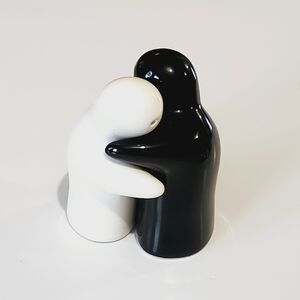 *3 for $30* Black and White Figures Hugging Salt and Pepper Shakers - Genderless